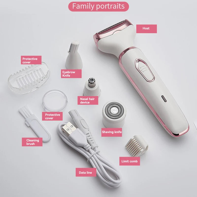 4 in 1 Electric Lady Shaver Body Hair Removal Epilator Painless Cordless Trimmer Razor Gifts for Women