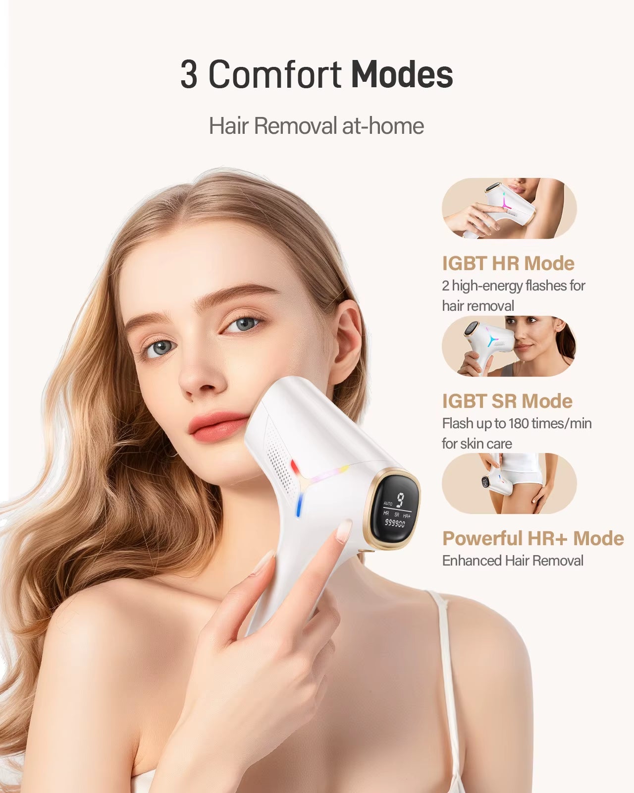 990000 Flashes Hair Removal for Women and Men IPL Hair Removal Body Bikini and Facial Areas Painless Permanent Hairremoval