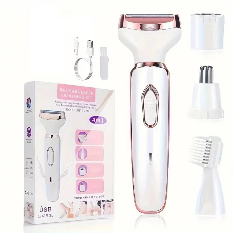 4 in 1 Electric Lady Shaver Body Hair Removal Epilator Painless Cordless Trimmer Razor Gifts for Women