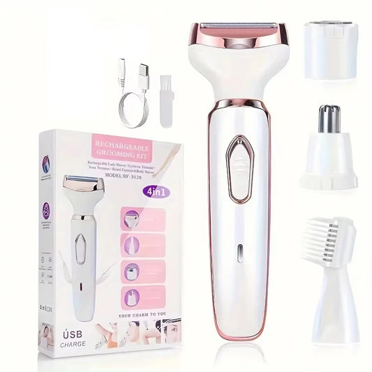 4 in 1 Electric Lady Shaver Body Hair Removal Epilator Painless Cordless Trimmer Razor Gifts for Women